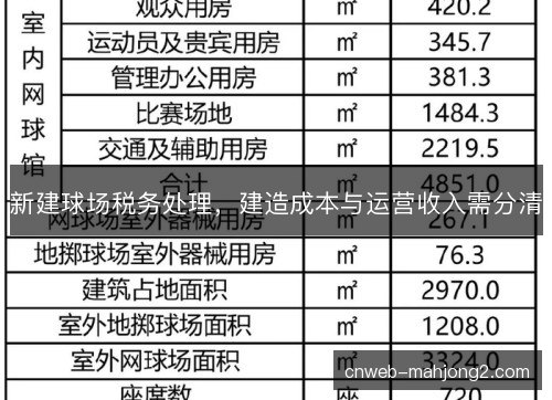 新建球场税务处理，建造成本与运营收入需分清